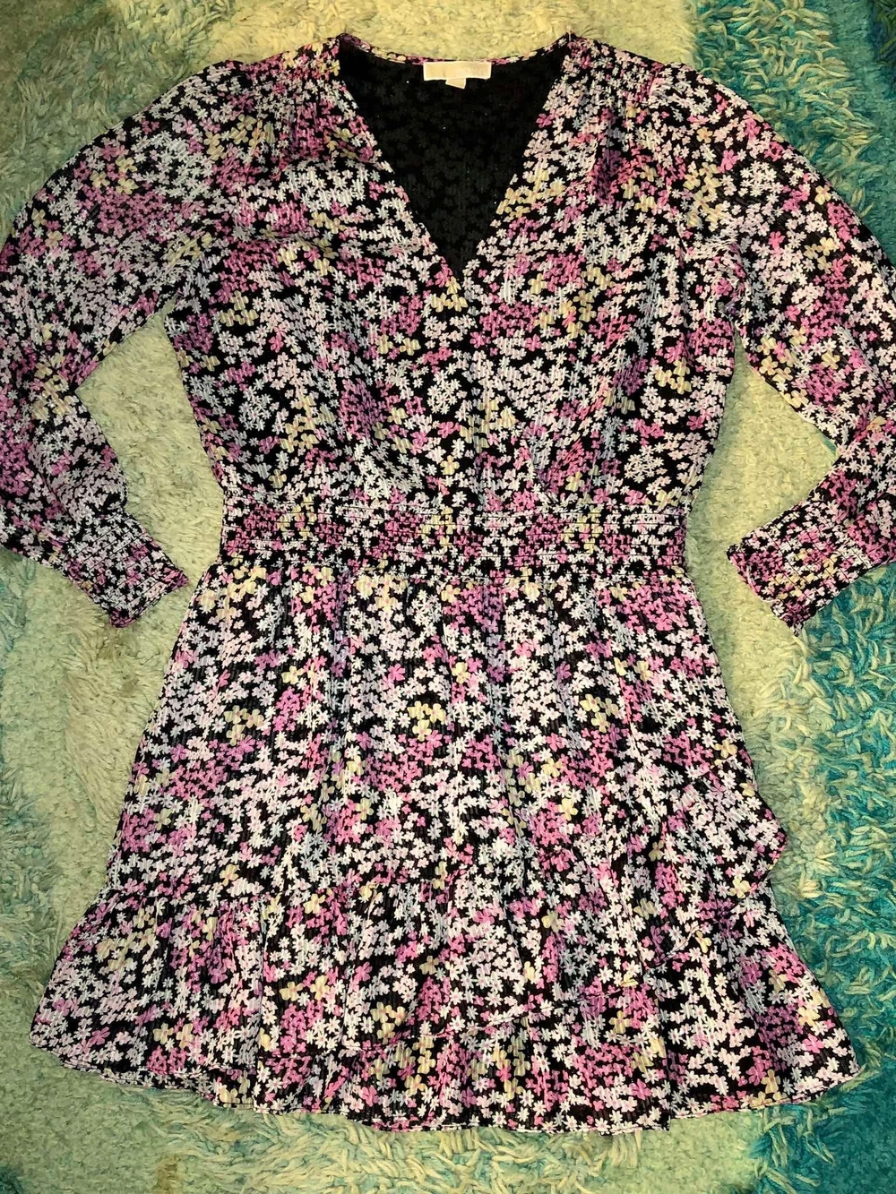 MICHAEL Michael Kors Floral Smocked Waist Mini Dress